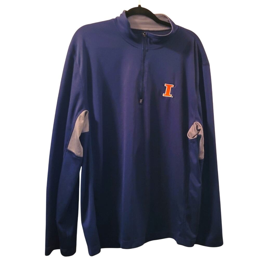 Fighting Illini Mens Logo Colorblock Quarter Zip Sweater U Of I XL Majestic